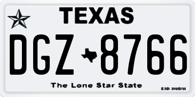 TX license plate DGZ8766