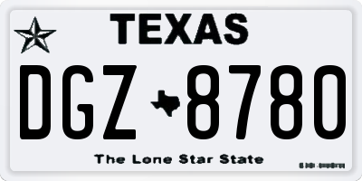 TX license plate DGZ8780