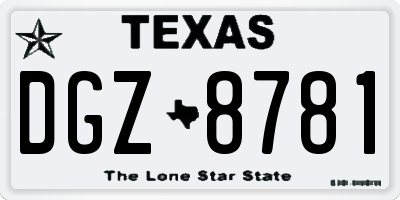 TX license plate DGZ8781