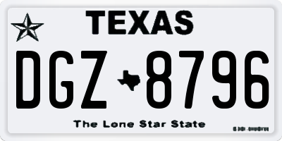 TX license plate DGZ8796