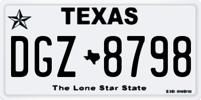 TX license plate DGZ8798