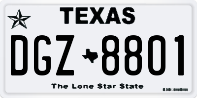 TX license plate DGZ8801