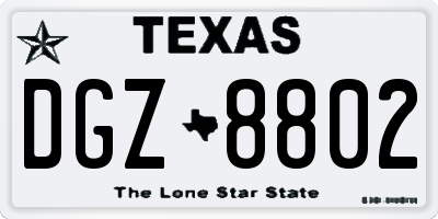 TX license plate DGZ8802