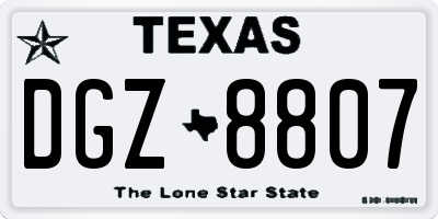 TX license plate DGZ8807
