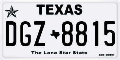 TX license plate DGZ8815