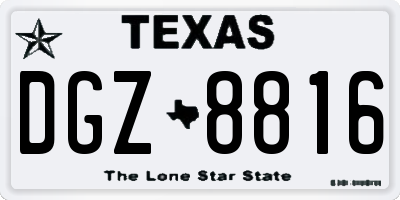 TX license plate DGZ8816