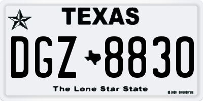TX license plate DGZ8830
