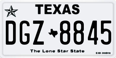 TX license plate DGZ8845