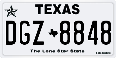 TX license plate DGZ8848