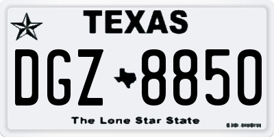 TX license plate DGZ8850