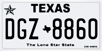 TX license plate DGZ8860