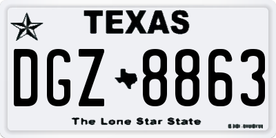 TX license plate DGZ8863