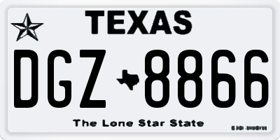 TX license plate DGZ8866