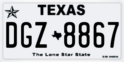 TX license plate DGZ8867