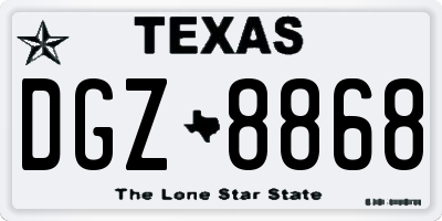 TX license plate DGZ8868