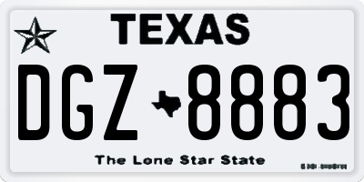 TX license plate DGZ8883
