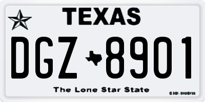 TX license plate DGZ8901
