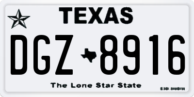 TX license plate DGZ8916