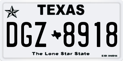 TX license plate DGZ8918