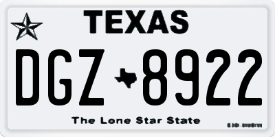 TX license plate DGZ8922