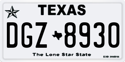 TX license plate DGZ8930