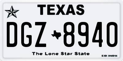 TX license plate DGZ8940