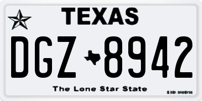 TX license plate DGZ8942