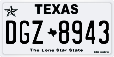 TX license plate DGZ8943