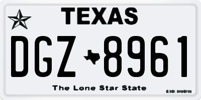 TX license plate DGZ8961