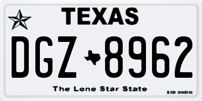 TX license plate DGZ8962
