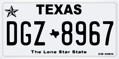 TX license plate DGZ8967