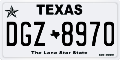 TX license plate DGZ8970