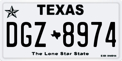 TX license plate DGZ8974