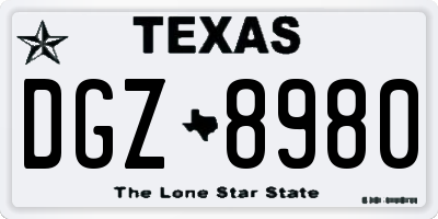 TX license plate DGZ8980