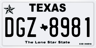 TX license plate DGZ8981