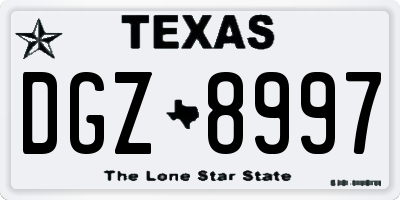 TX license plate DGZ8997