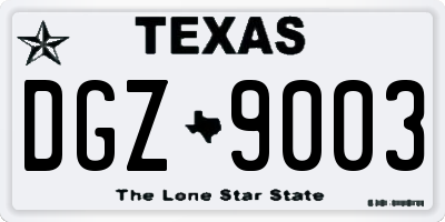 TX license plate DGZ9003