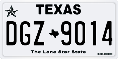 TX license plate DGZ9014