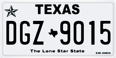 TX license plate DGZ9015