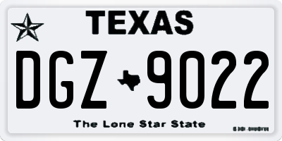 TX license plate DGZ9022