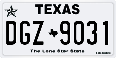 TX license plate DGZ9031
