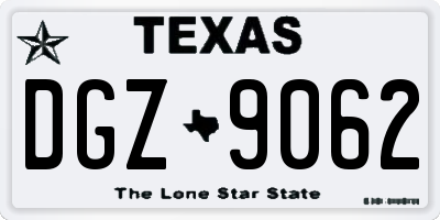 TX license plate DGZ9062
