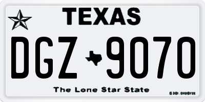 TX license plate DGZ9070