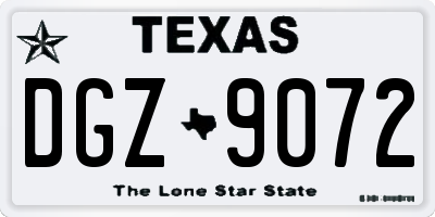 TX license plate DGZ9072