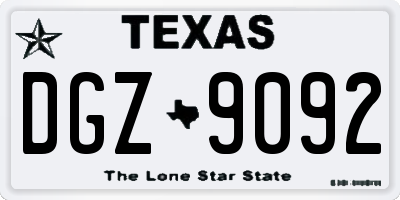 TX license plate DGZ9092