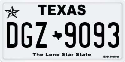 TX license plate DGZ9093