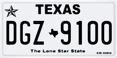 TX license plate DGZ9100