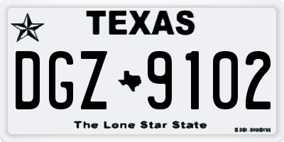 TX license plate DGZ9102
