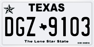 TX license plate DGZ9103