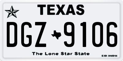 TX license plate DGZ9106
